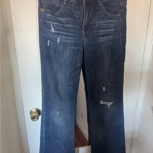 Democracy Skyrise Round Up Wide Leg Boyfriend Jeans with Fray Hem